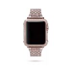 بند اپل واچ گلد پلیت دیاموند نگین  دار رزگلد+ گارد واچ استیل دیاموند