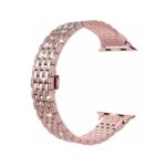 بند اپل واچ گلد پلیت دیاموند نگین  دار رزگلد+ گارد واچ استیل دیاموند - تصویر 10