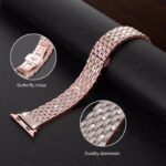 بند اپل واچ گلد پلیت دیاموند نگین  دار رزگلد+ گارد واچ استیل دیاموند - تصویر 11