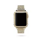 بند اپل واچ گلد پلیت دیاموند نگین  دار رزگلد+ گارد واچ استیل دیاموند - تصویر 6