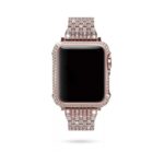 بند اپل واچ گلد پلیت دیاموند نگین  دار رزگلد+ گارد واچ استیل دیاموند - تصویر 7