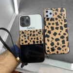 قاب آیفون پلنگی پشت گلس+ بند ست - تصویر 2