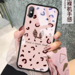 قاب موبایل آیفون پلنگ صورتی خرگوشی پشت گلس+بند ست - تصویر 6