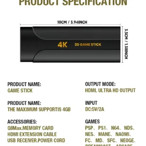 کنسول بازی 4K Ultra HD Game Stick مدل Q8 MAX