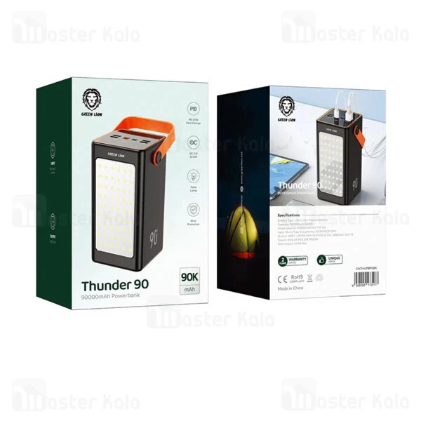 پاوربانک ۹۰۰۰۰ میلی‌آمپر گرین لاین مدل Thunder 90