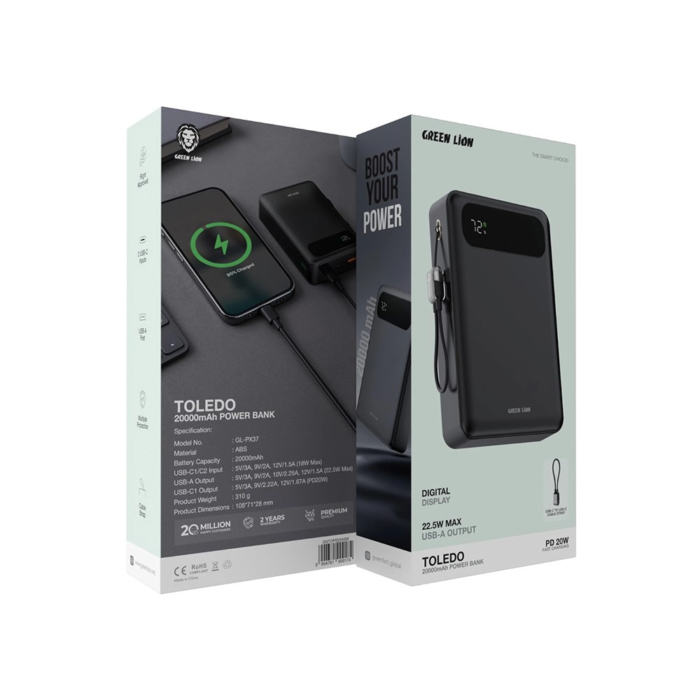 پاوربانک 20000 هزار 20 وات گرین لاین مدل Green Lion Toledo